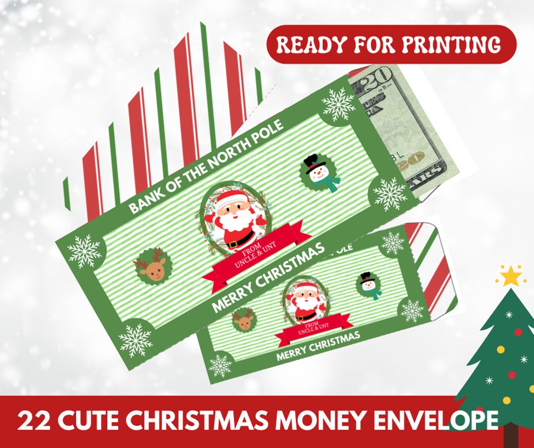 Printable Christmas Money Envelope Money Envelope Gift Etsy