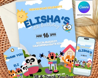 Editable Lingo Kids TV Birthday Invitation, Lingo Kids TV Party, Lingo Birthday E-Invite, Canva Editable Template