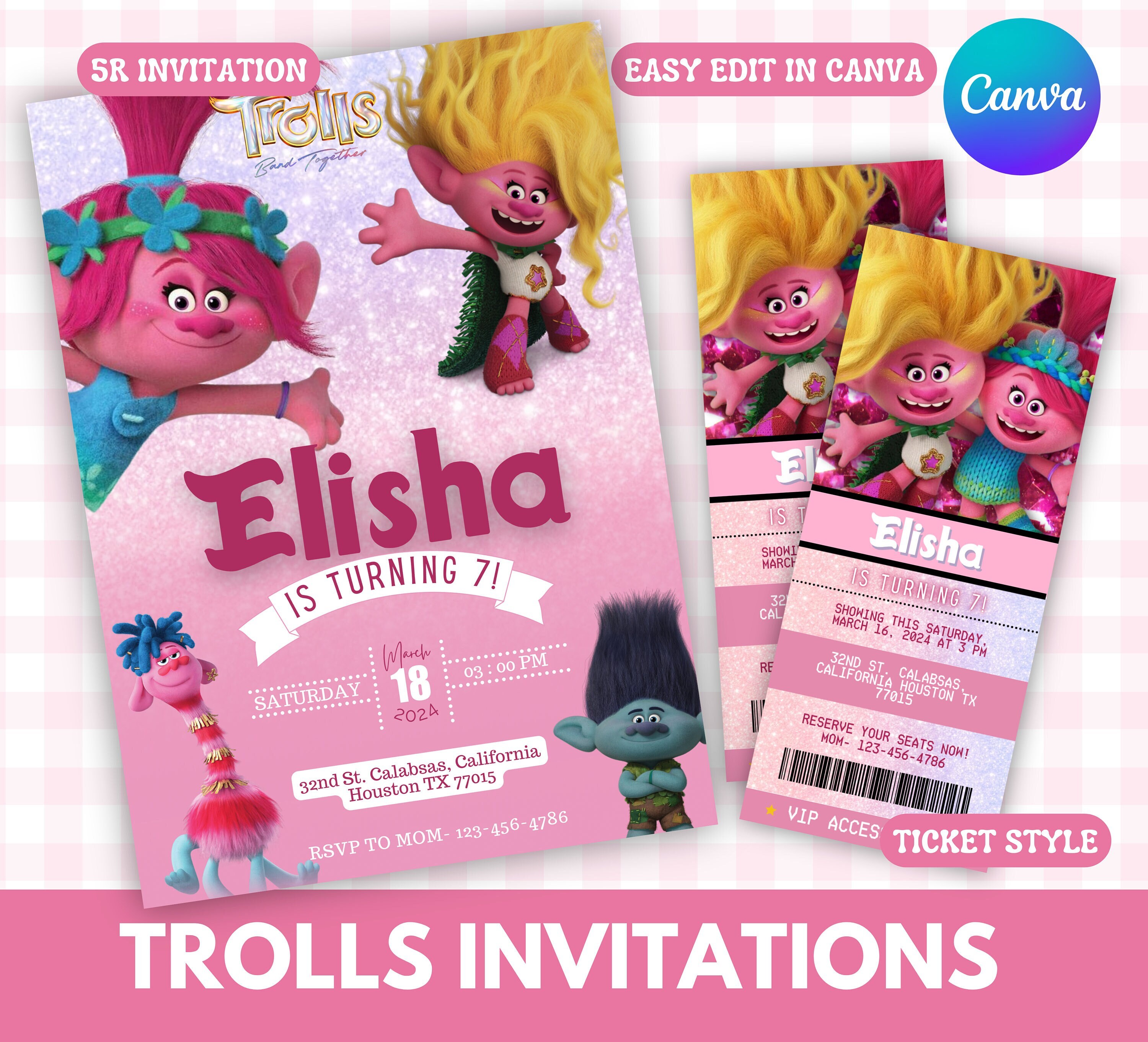 Trolls Poppy Printable Birthday Invitation Editable Trolls Invite Trolls Poppy Printable Birthday Invitation Editable Trolls Invite