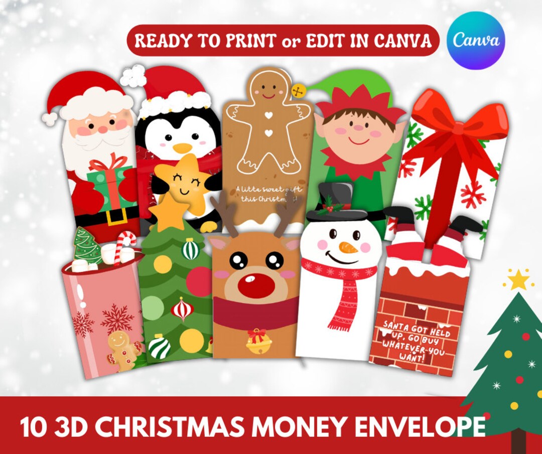 Printable Christmas Money Envelope Christmas Gift Card Holders ...
