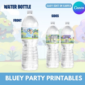 Imprimibles de Bluey Mega Party Bundle, bolsa de chips, Krispies de arroz, botella de agua, bolsa de jugo, plantilla personalizable de Canva, bolsas de favor de fiesta imagen 5