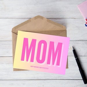 MOEDER Moederdagkaart - 7x5 Eenvoudige en schattige Moederdagkaart - Afdrukbare kaart - Happy Mother's Day - Wenskaart - Instant Download - Roze!
