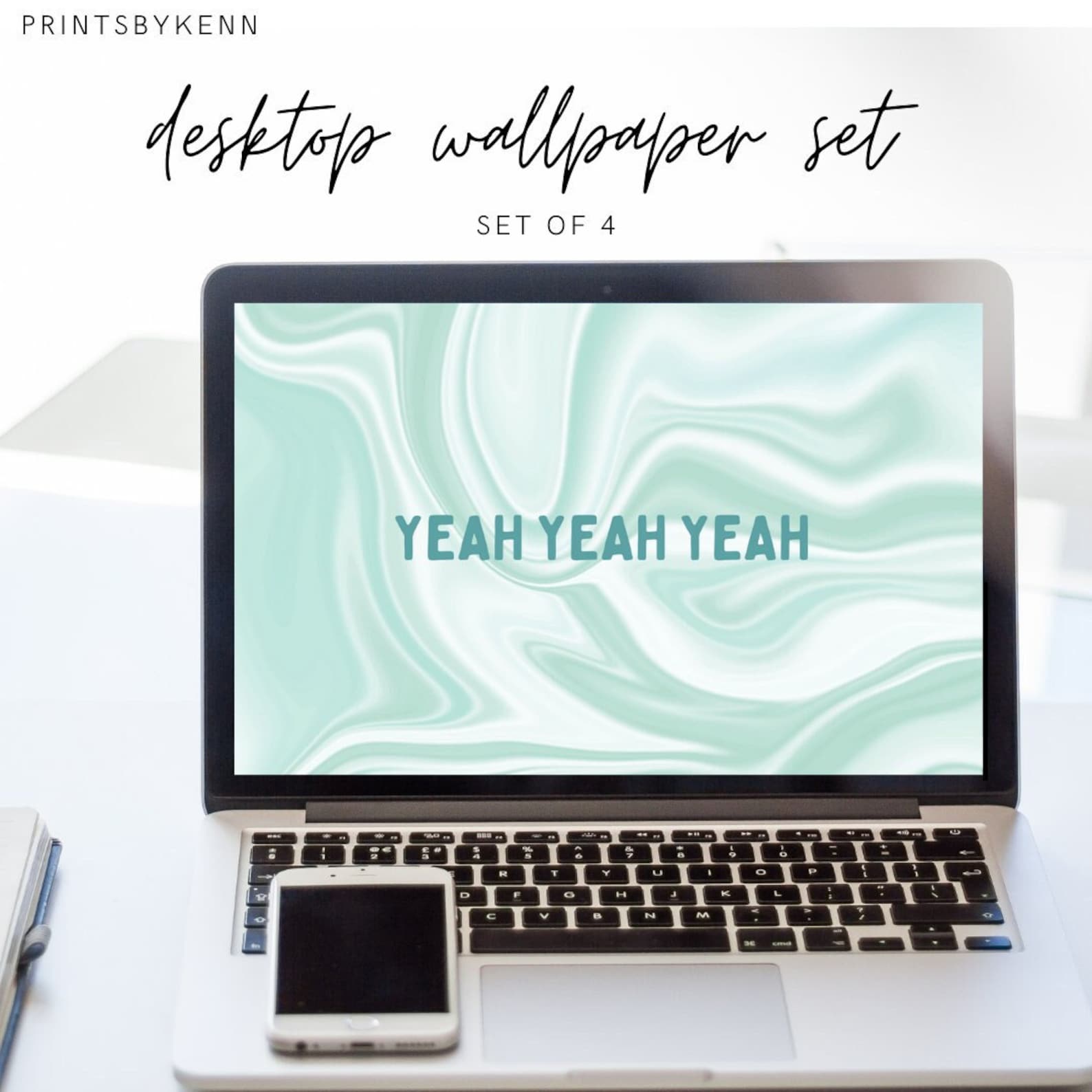 Abstract & Colorful Desktop Wallpaper Background Set - Digital - Set of ...