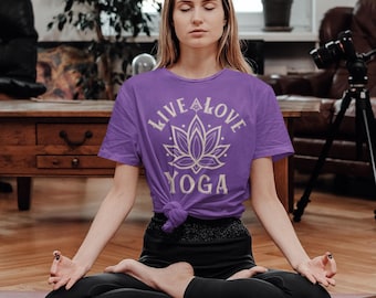 Live Love Yoga Tee: Lotus Flower Graphic, Zen Shirt Positive Energy