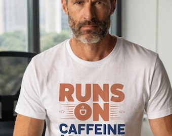 Runs On Caffeine And Deadlines Shirt, Funny Programmer Tee, Developer Gift, Coding Humor Top, Startup T-Shirt