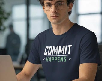 Shirt Commit Happens, grappig T-shirt programmeur, Git Humor Gift, ontwikkelaar Joke Top, T-shirt coderingsmeme