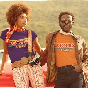 Get ready to groove and dance the night away in our "Good Times" vintage disco shirt. Trendy shirt, Retro Shirt, 80s Shirt, 70s Shirt