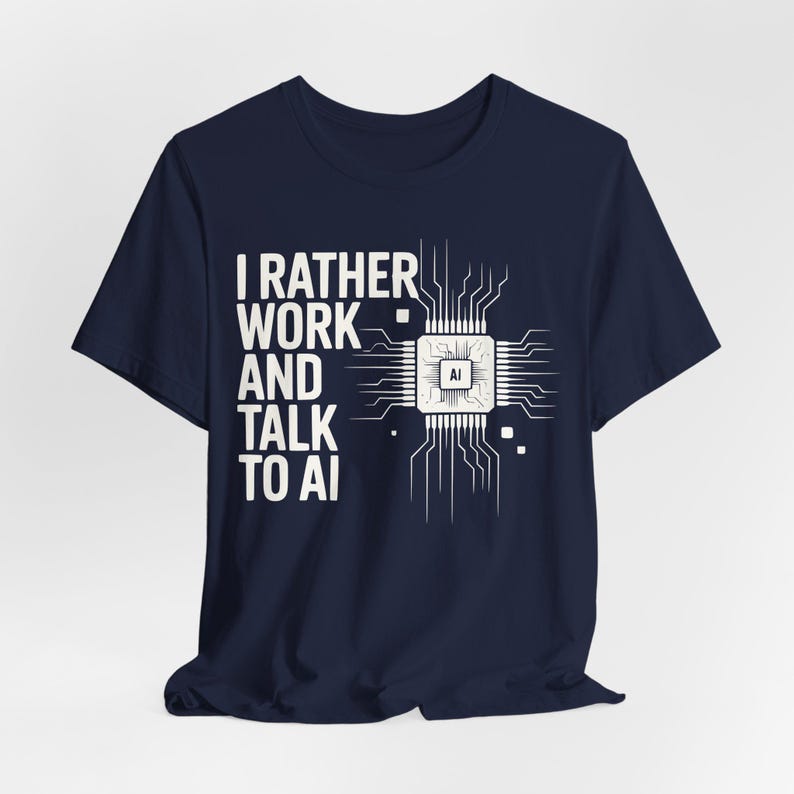 Funny AI Shirt, Tech Humor Tee, Geek Gift, Programmer Tee, Office Tech T-Shirt Navy