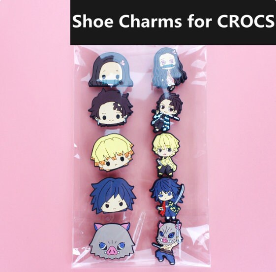 11 Pcs Kimetsu No Yaiba Chibi Anime Shoe Charms Manga Clog Pins Accessories Demon Slayer Croc Charm Fit A Variety of Shoes with Holes - Party Gifts