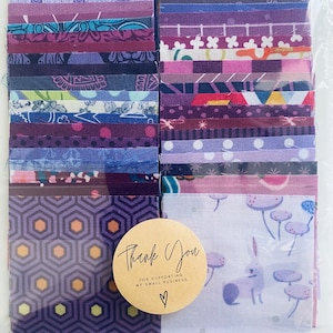 May include: A pack of purple and blue fabric scraps with a thank you tag that says "Thank You for supporting my small business".