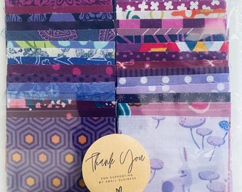 Pacote Mini Charm Roxo — 40 Quadrados de Tecido para Patchwork Pré-cortados de 6,35 cm (2,5") — Quadrados de Algodão para Patchwork