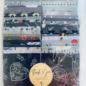 Gray Mini Charm Pack — 40 Precut 2.5" Quilting Fabric Squares Bundle — Patchwork Cotton Charm Squares