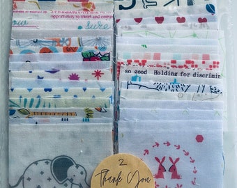 Pacote Mini Charm de Baixo Volume — 40 Quadrados de Tecido para Quilting Pré-cortados de 6,35 cm (2,5") — Quadrados de Algodão para Patchwork