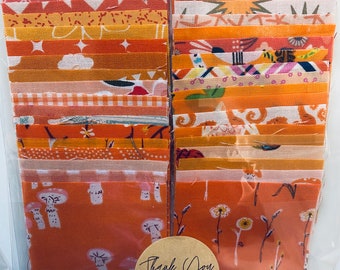 Pacote Mini Charm Laranja — 40 Quadrados de Tecido para Patchwork Pré-cortados de 6,35 cm (2,5") — Quadrados de Algodão para Patchwork