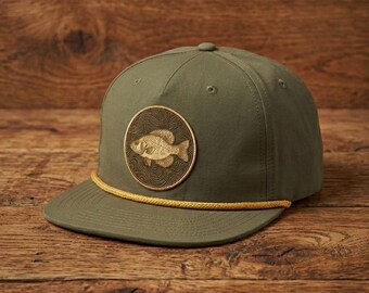 Sombrero de cuerda vintage con estampado de peces tipo crappie