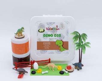 Dino Dig Sensory Kit Dinosaur Sensory Play, Cognitive Development Skills, Tactile Activities for On The Go, Sensory Toys for Kids Ages 4-8
