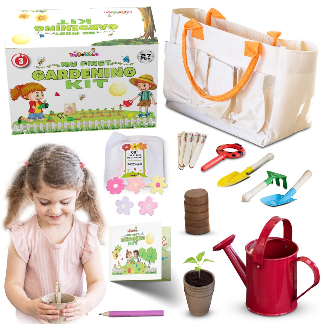 Kids Gardening Set, My First Gardening Kit 27 Pieces STEM Toddler
