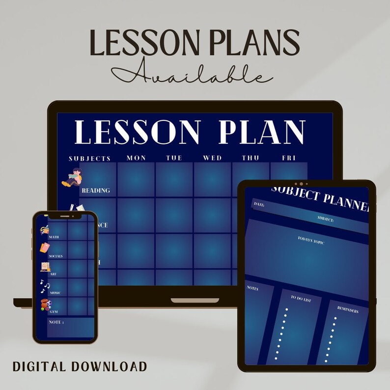 WEEKLY LESSON PLAN Template dark Blue Colour for Teachers, School ...