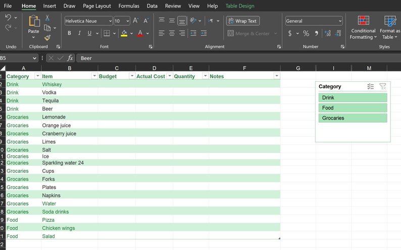 Excel Party Planner Template Etsy