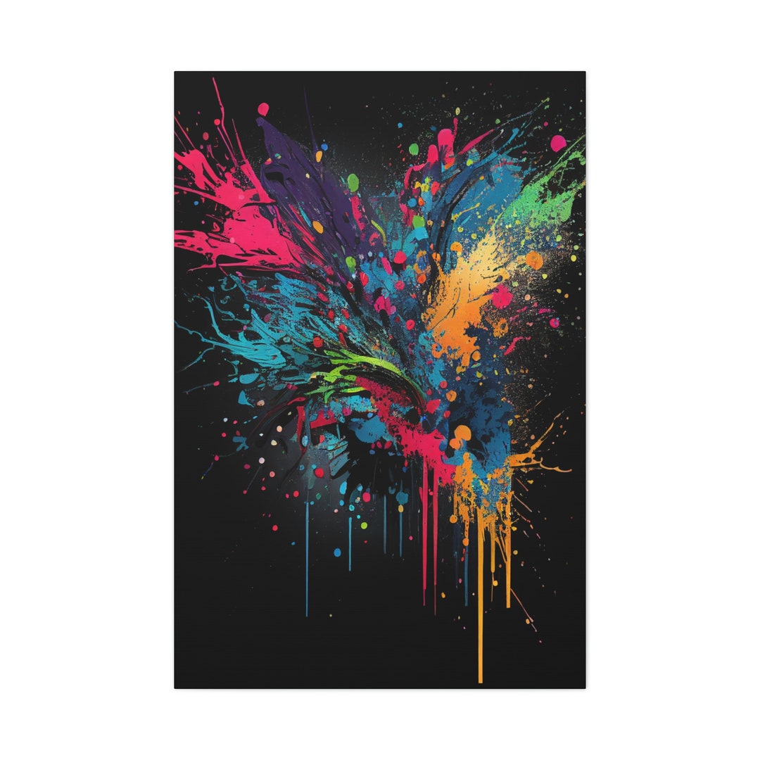 Paint Splatter Art, Canvas Art, Vibrant Art - Etsy