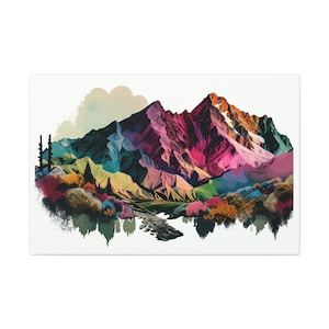 Multi Color Mountain Range, Canvas Wall Art, Swedish Style Art