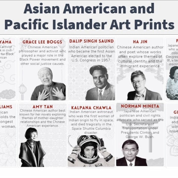 Asian American and Pacific Islander Heritage and History Month Printable Posters || 10 Posters for Classroom/Office Decor || Month of May