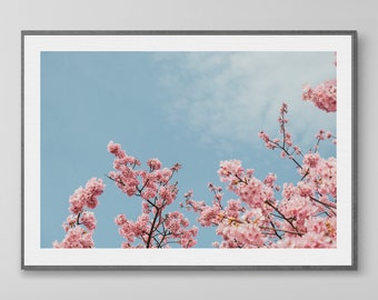 Japanese Sakura Spring Cherry Blossom Art, Cherry Blossom Wall Art, Botanical Nature Art, Pink Wall Art, Sakura Wall Decor, Digital Download