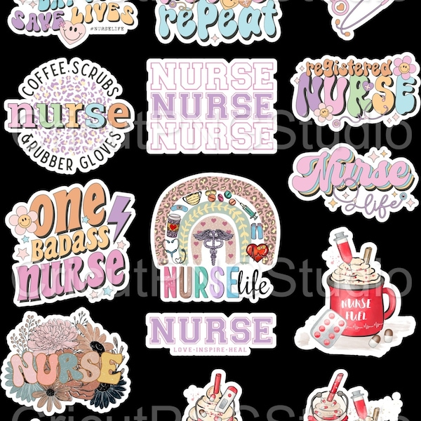 Digital Download Nurse Bundle PNG file for Sticker Making Project