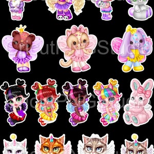 Digital Download Cute Dolls PNG File for Sticker Making, Kawaii Girls Bundle