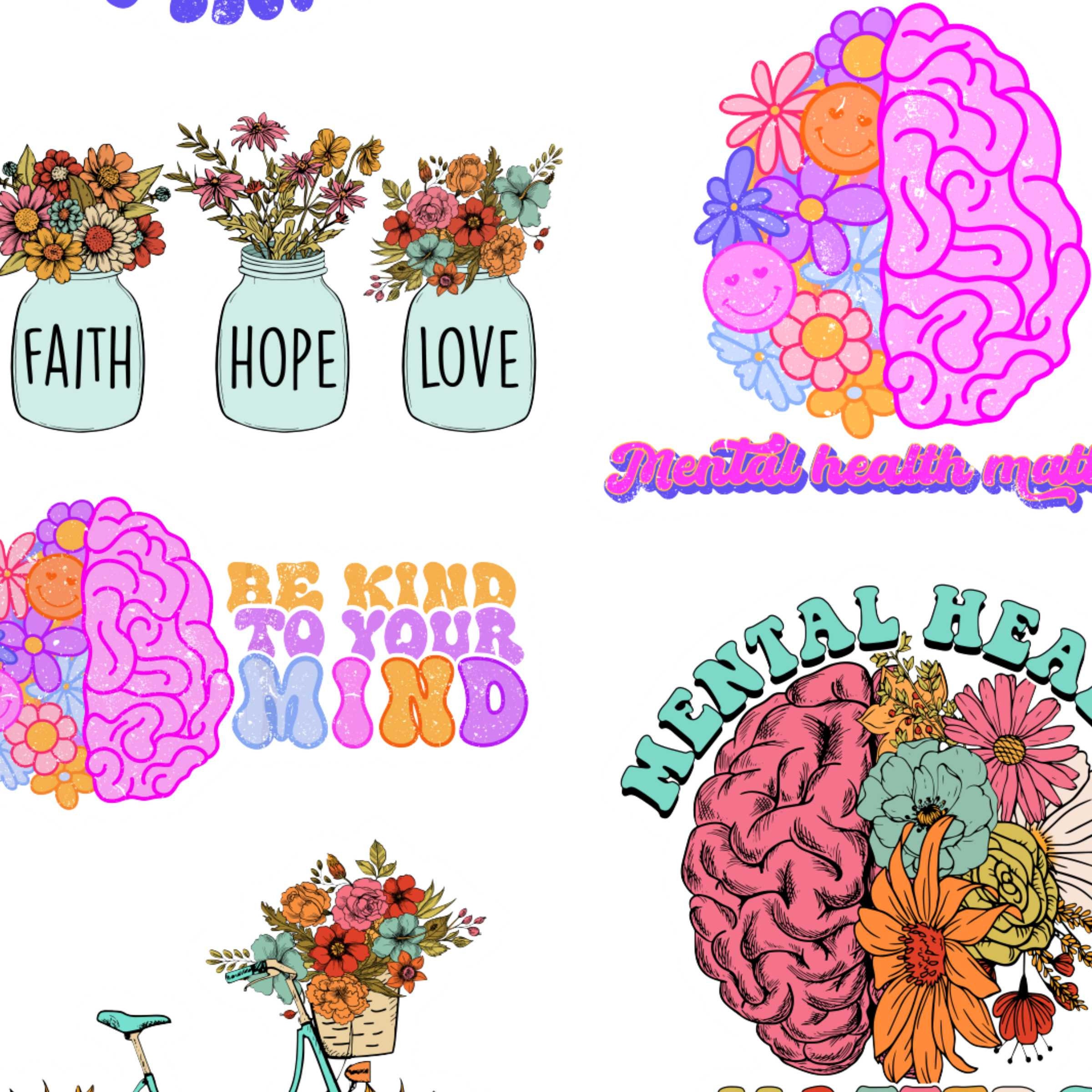 Digital Download Mental Health Self Love PNG File for Sticker Making ...