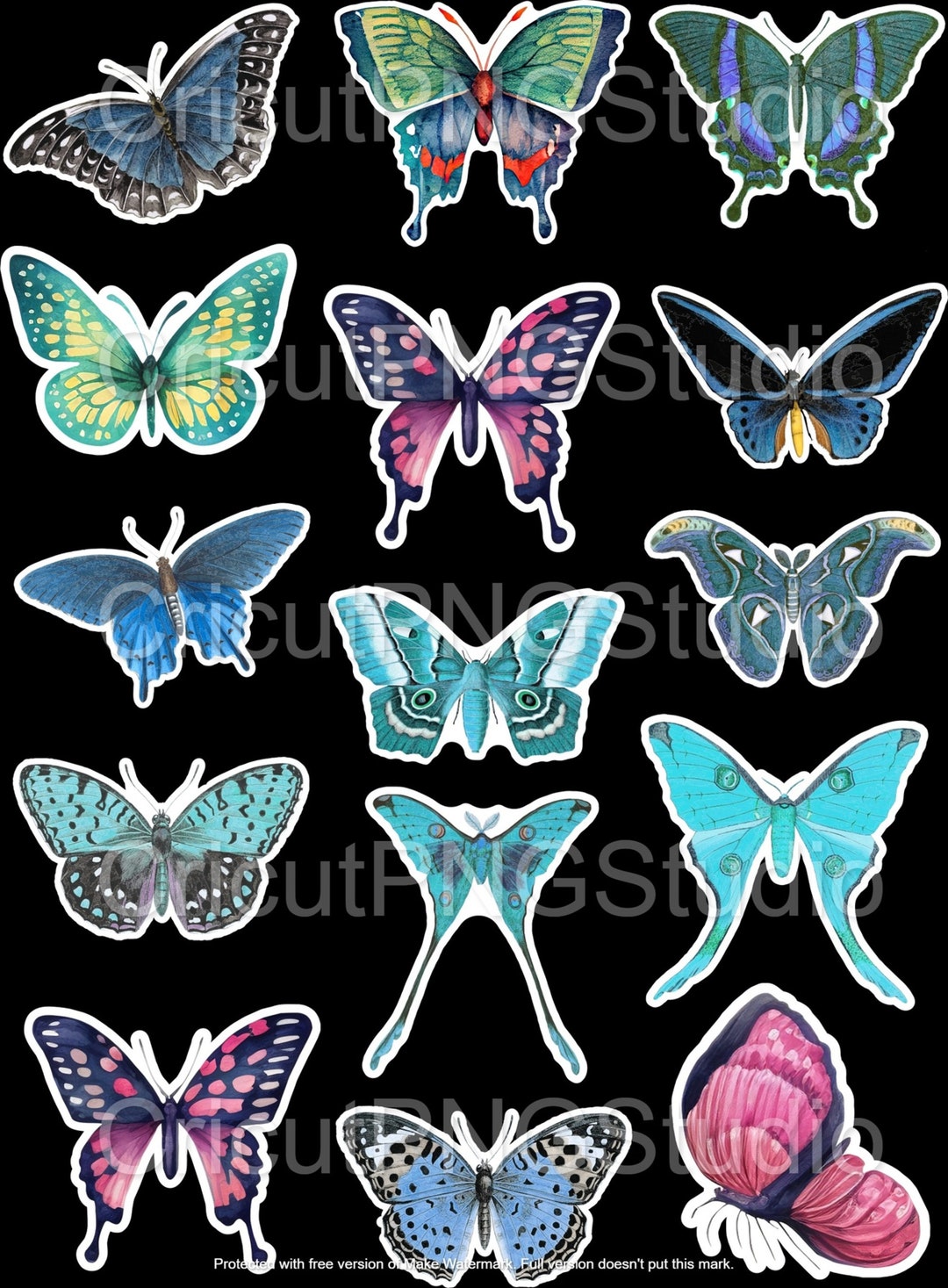Sticker Butterfly Project Butterfly Sticker PNG File Digital Download for Sticker Making Project ...