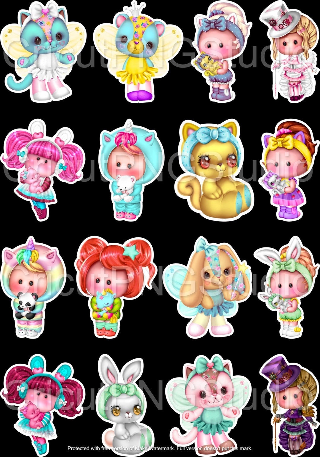 Dolls Sticker, Dolls Png Files, Kawaii Dolls Png, Little Girls Stickers