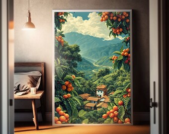 Orange Tree House Matte Painting | Photorealistic Landscape Art | Maya Render Inspired | Surreal Artwork | Wall Art Decor | Stylistic Art