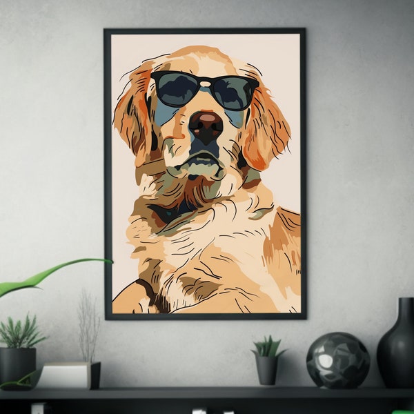 Dog in Sunglasses | Pop Art Poster | Warhol Style Vector Print | Pixabay Contest Winner | Digital Art Illustration | High-Res Animal Photo