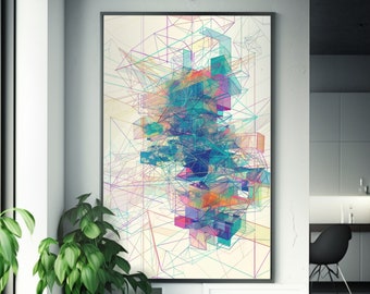 Abstract Cube Sculpture | Digital Art Design | Generative Art Poster | High Detail Speedart Print | Modern Art | Wall Decor | Avant-G