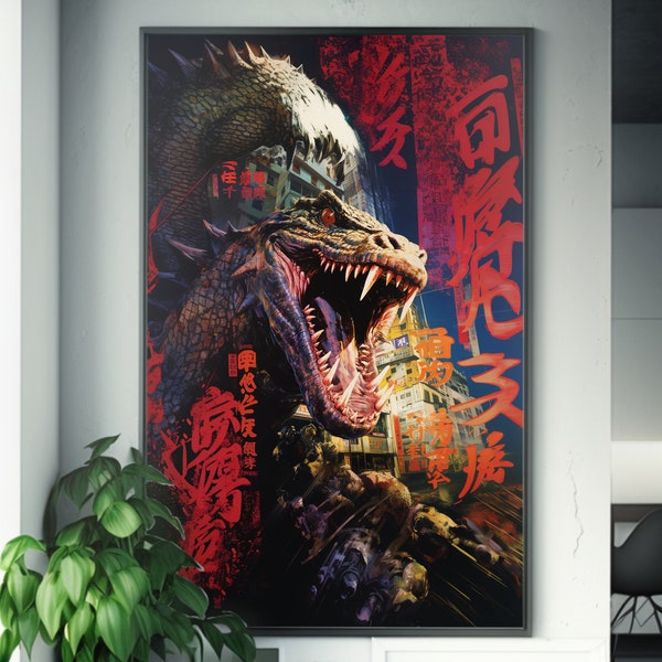 Shin Godzilla Poster Close-Up | Kaiju-Eiga Art Feature | SOTS Art Display | Cityscape Background | The Saturn Race | Retro Futurism |