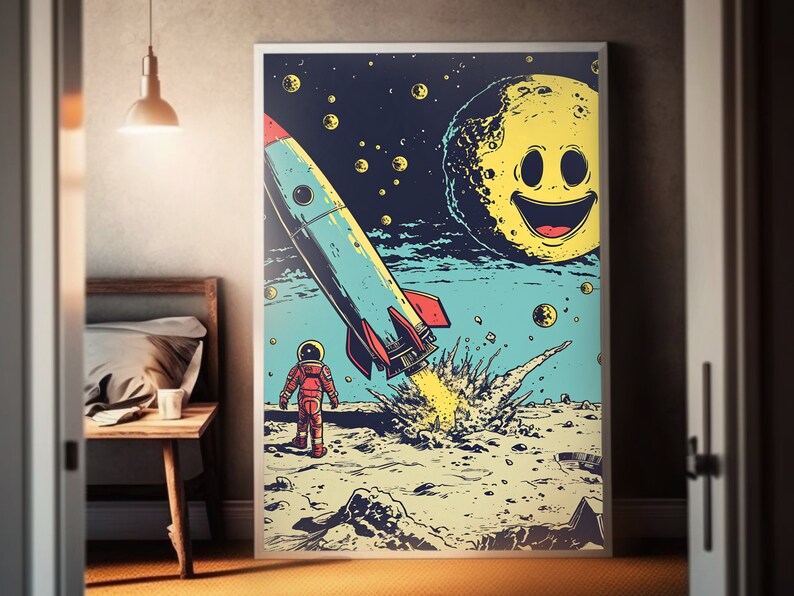 Vintage Space Suit Poster Rocket Art Print Space Race Astronaut Outer ...