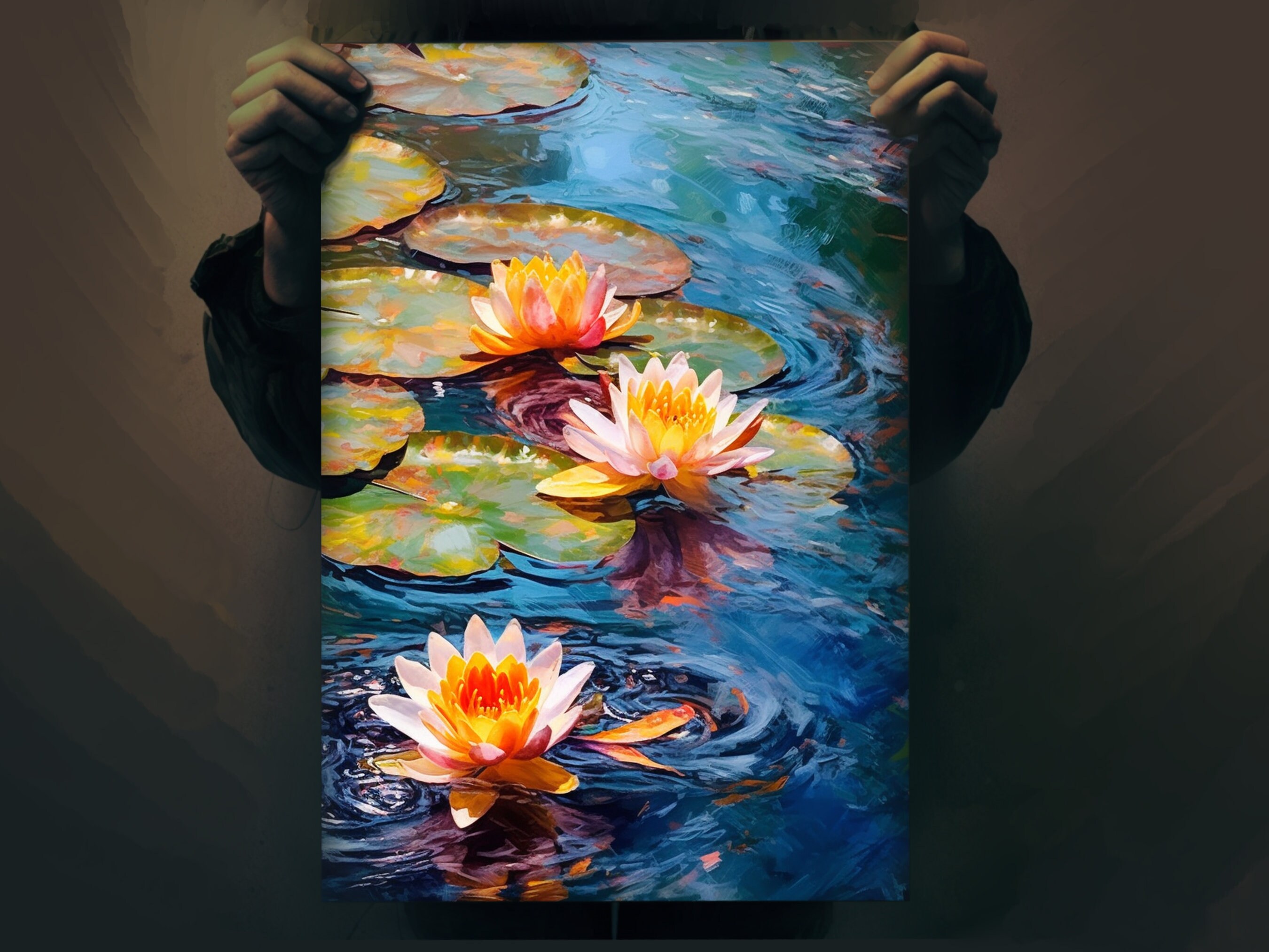 Photorealistic Water Lilies on Pond Art Award-winning Oil Painting ...