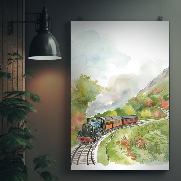 Vintage Steam Train Poster | Storybook Illustration | Children's Art | Private Press Print | Featured Artwork | Train Decor | Wall Art Print