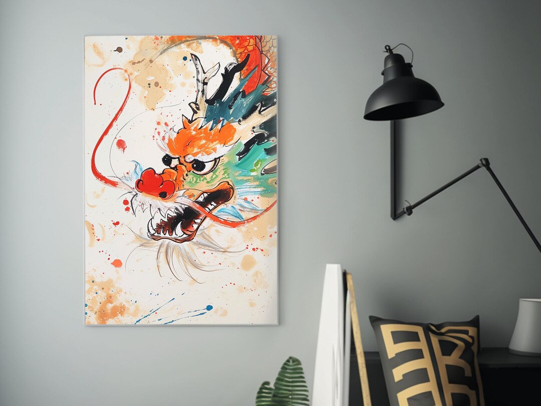 Dragon Art Detailed Chinese Concept Art Oil Painting on Canvas