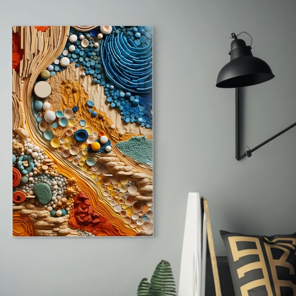 Colorful Abstract Button Wall Art by Emma Geary | Analytical Art, Paper Quilling | Intricate Layered Paper Masterpiece Poster