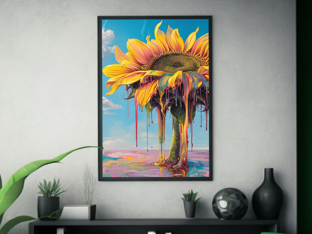 Sunflower Drip Psychedelic Art Melting Pixels Behance Winner Exquisite ...