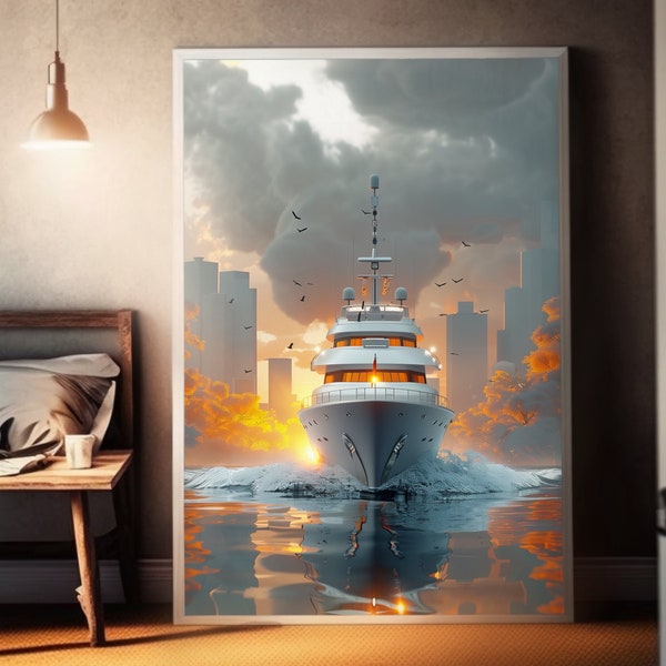 Apocalyptic Vessel Artwork | Matte Painting Poster | Undersea Blast | 3D Rendering | Award-Winning Design | Digital Wall Art Decor