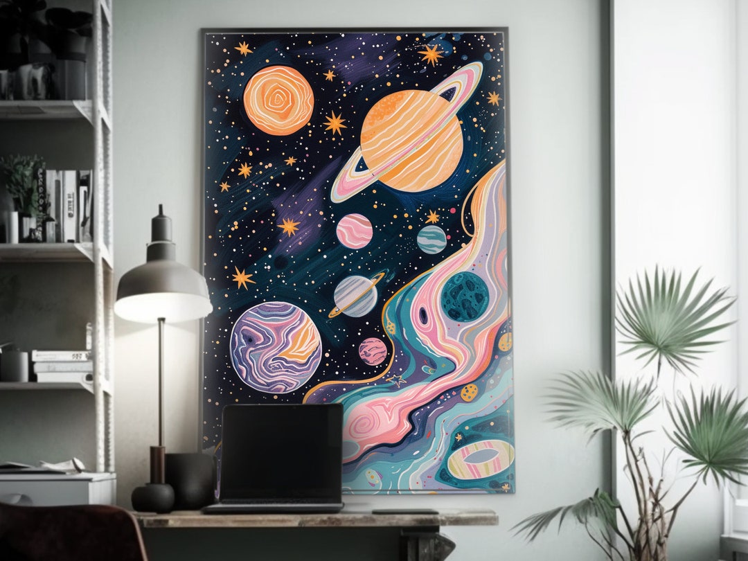 Galactic Splendor Space Scene Planets Poster Trending Tumblr Art Galaxy ...