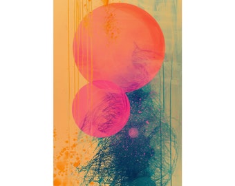 Vivid Neon Balloons Poster | Dynamic Brush Strokes | Generative Art Inspiration | Colorful Mixed Media | Ultrafine Detail | Wall Art