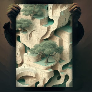 Unique Wood Structure Tree Art | Detailed Environments | Generative Artwork | Matte Finish | Award-Winning Artist | Wall Decor Poster