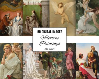 Vintage Valentine Paintings: 50 Printable Images (JPEG)