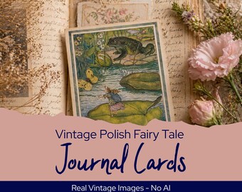 Vintage Polish Fairy Tale Journal Cards, Antique Storybook Illustrations, Cottagecore Fairytale Art
