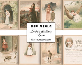 Victorian Lullaby Book Illustrations: Printable Ephemera (Digital Download)