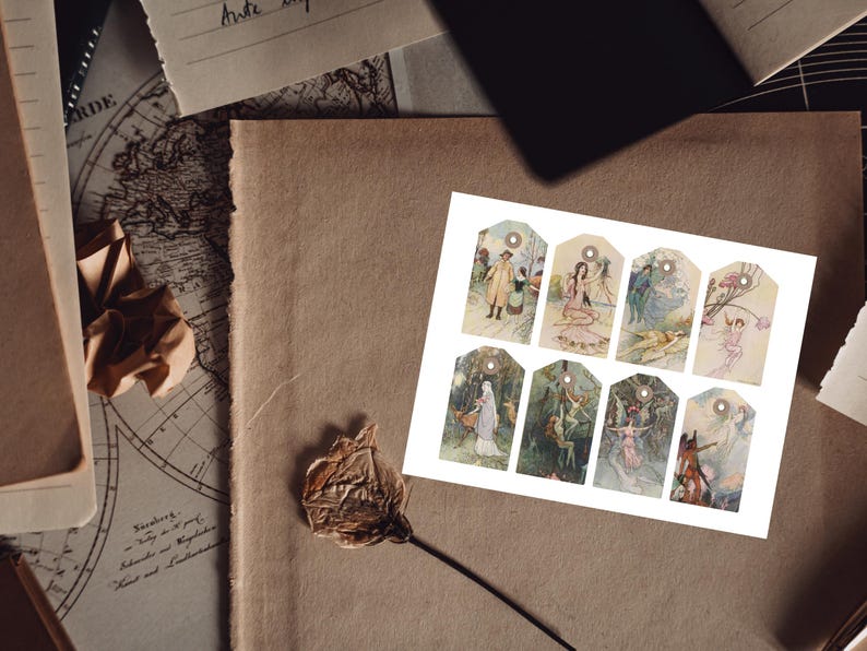 Vintage Fairy Tale Tags: Printable Ephemera, Scrapbook Collage (PDF) - Etsy